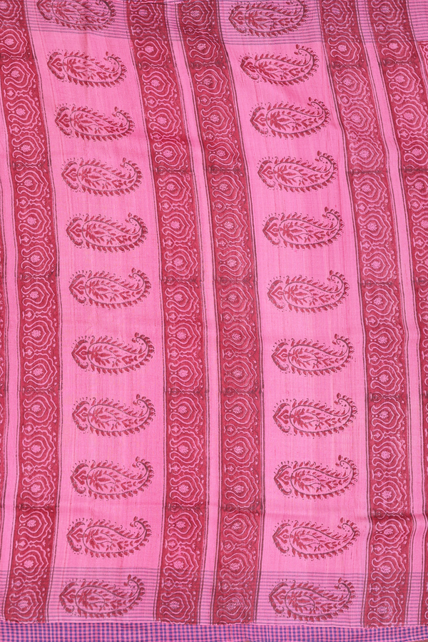 Tussar Silk Saree In Pink With Printed Design