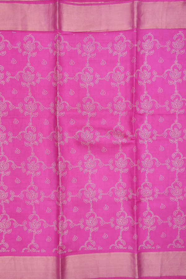 Tussar Silk Saree In Pink With Printed Design