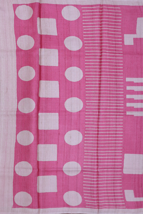 Tussar Silk Saree In Pink With Stripes Design