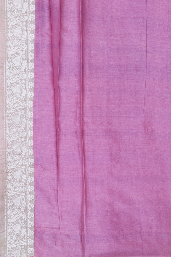 Tussar Silk Saree In Pink With Stripes Design