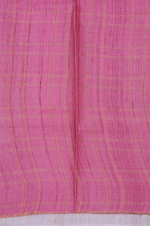 Tussar Silk Saree In Pink With Stripes Design