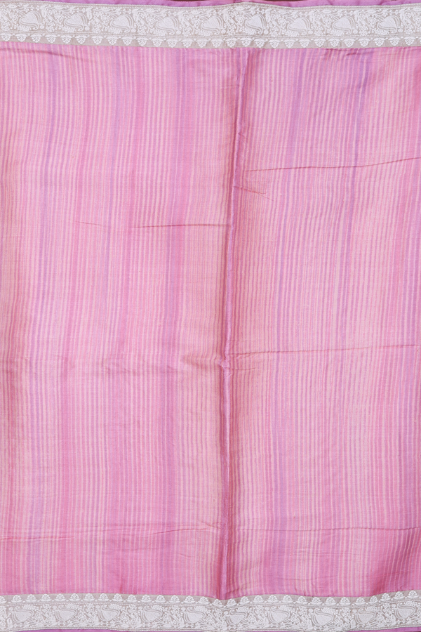 Tussar Silk Saree In Pink With Stripes Design