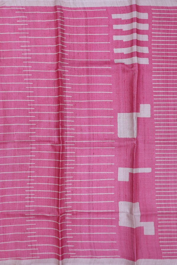 Tussar Silk Saree In Pink With Stripes Design
