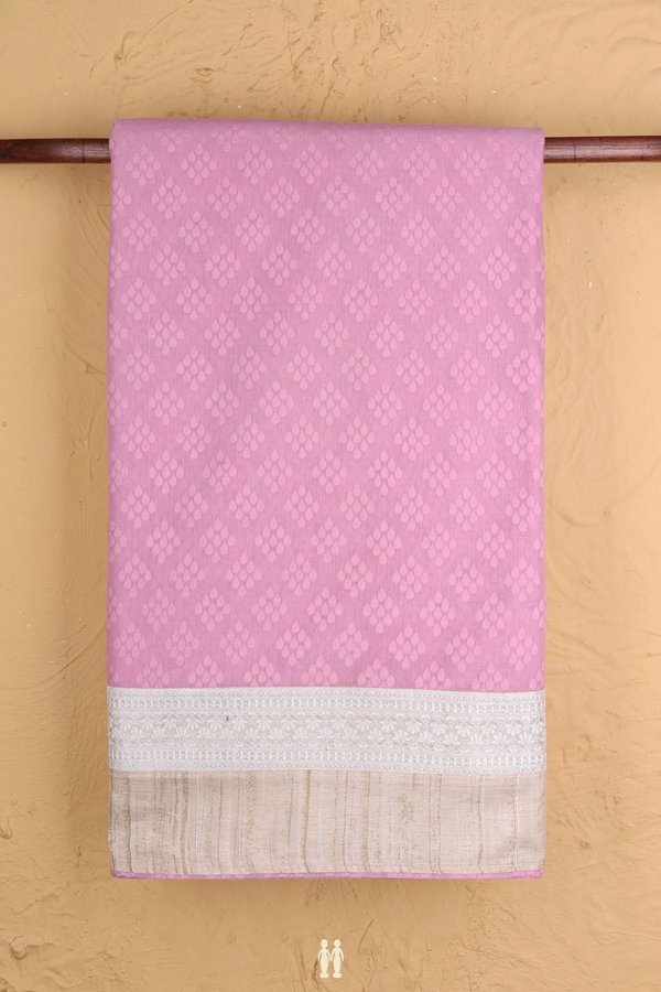 Tussar Silk Saree In Pink With Threadwork Design