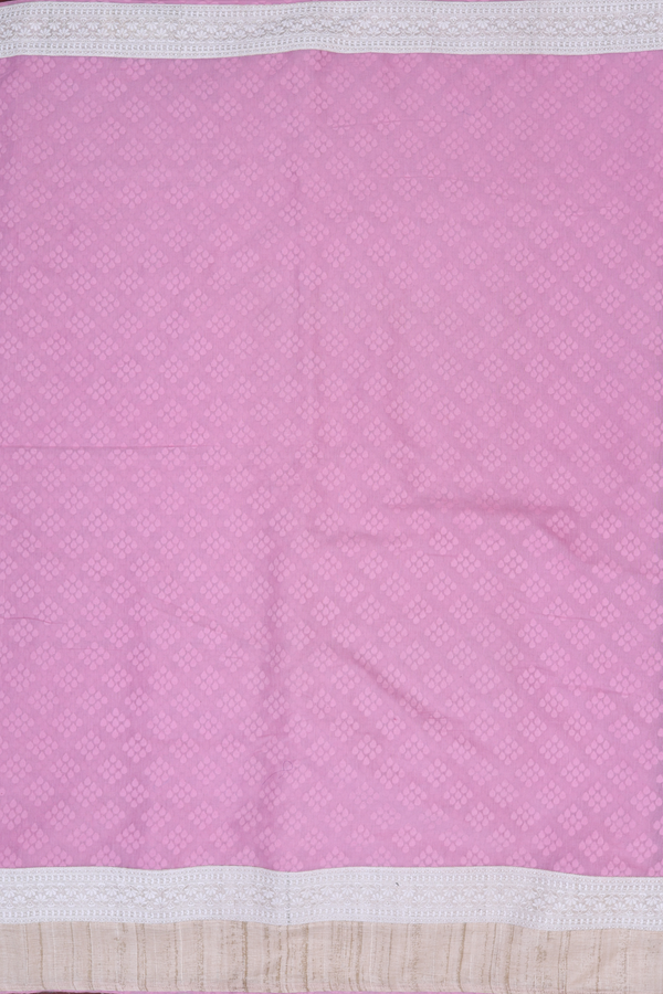 Tussar Silk Saree In Pink With Threadwork Design
