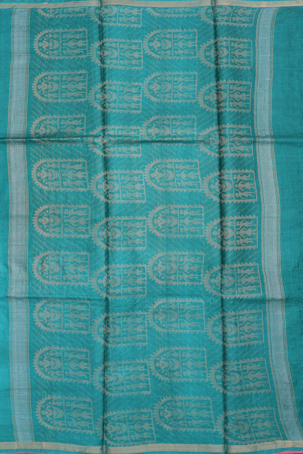 Tussar Silk Saree In Pink With Zari Buttas