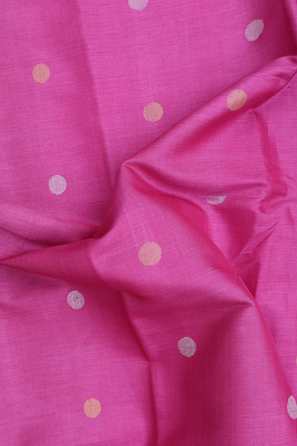 Tussar Silk Saree In Pink With Zari Buttas