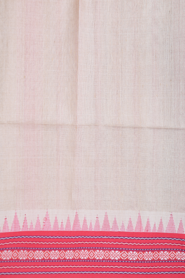 Tussar Silk Saree In Plain Beige With Contrast Border