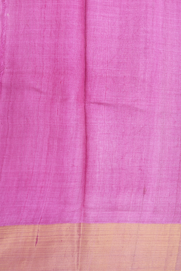 Tussar Silk Saree In Plain Beige With Contrast Border