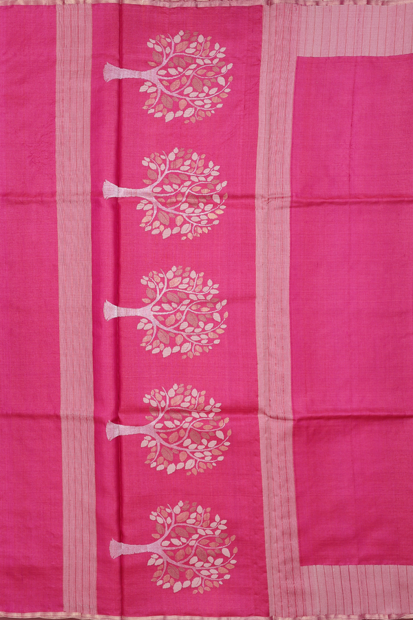 Tussar Silk Saree In Plain Dual Tone With Zari Border