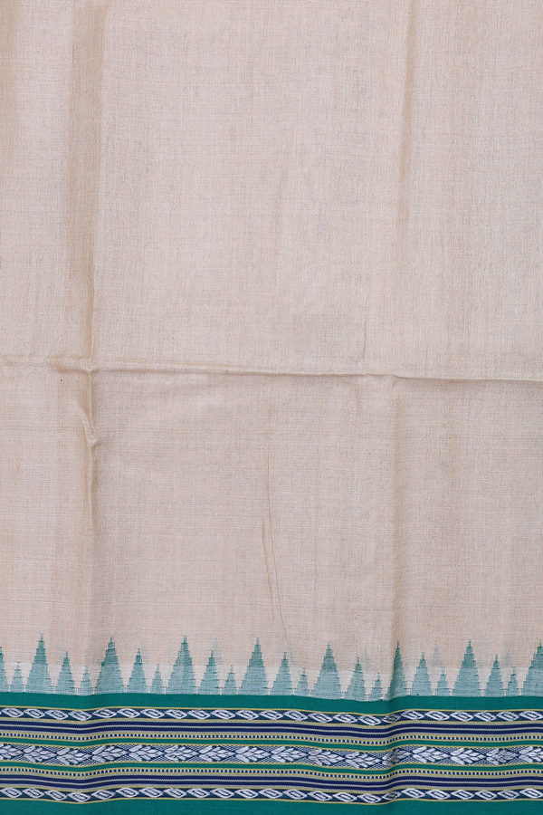 Tussar Silk Saree In Plain Ivory With Contrast Border