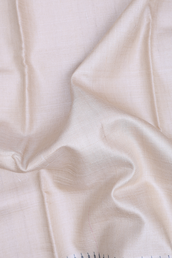 Tussar Silk Saree In Plain Off White With Contrast Border