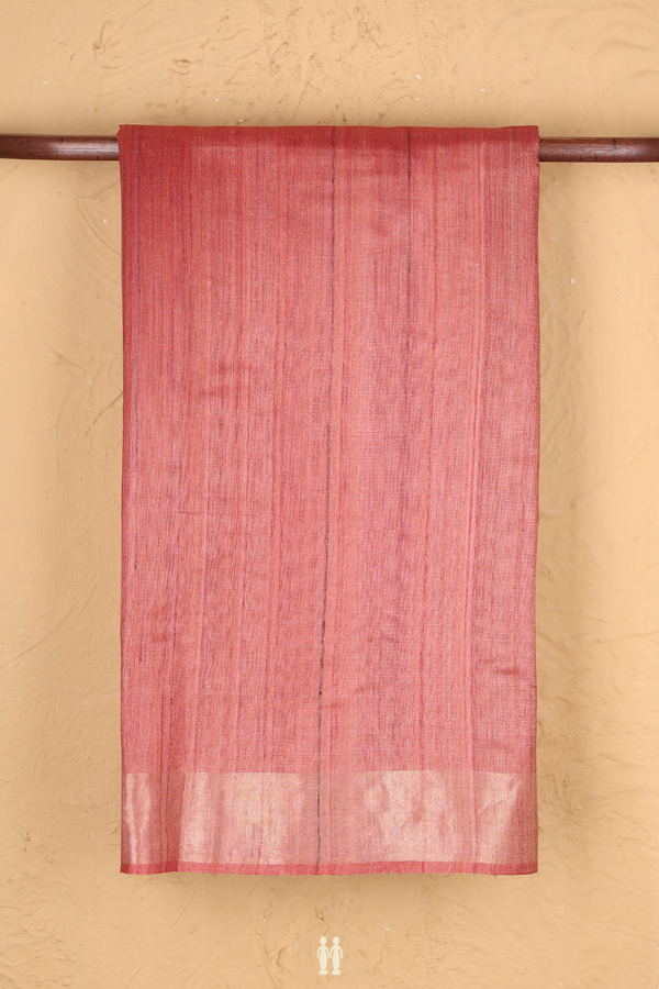 Tussar Silk Saree In Plain Orange With Zari Border