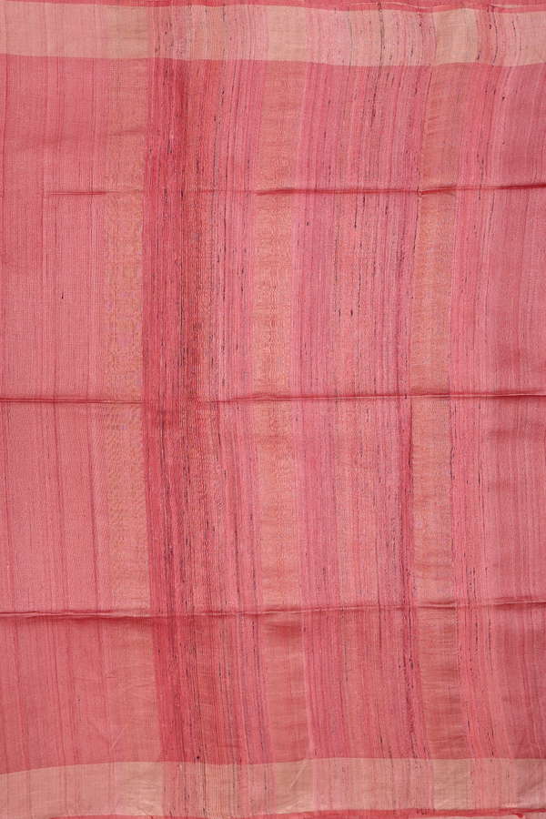 Tussar Silk Saree In Plain Orange With Zari Border