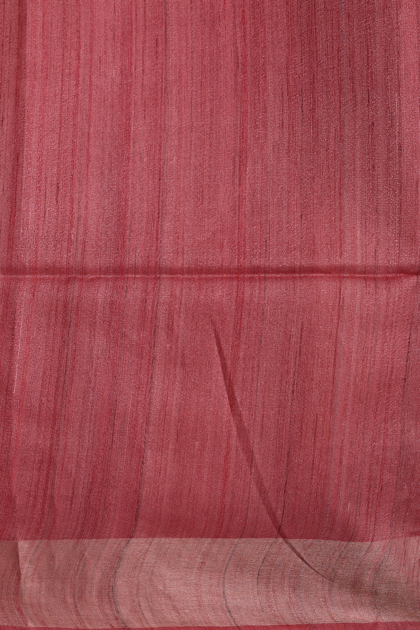 Tussar Silk Saree In Plain Orange With Zari Border