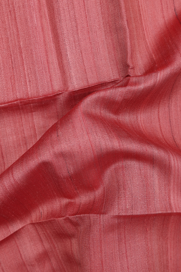 Tussar Silk Saree In Plain Orange With Zari Border