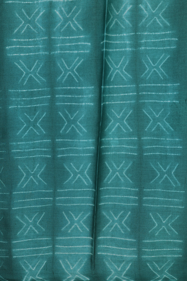 Tussar Silk Saree In Plain Pine Green With Shibori Border
