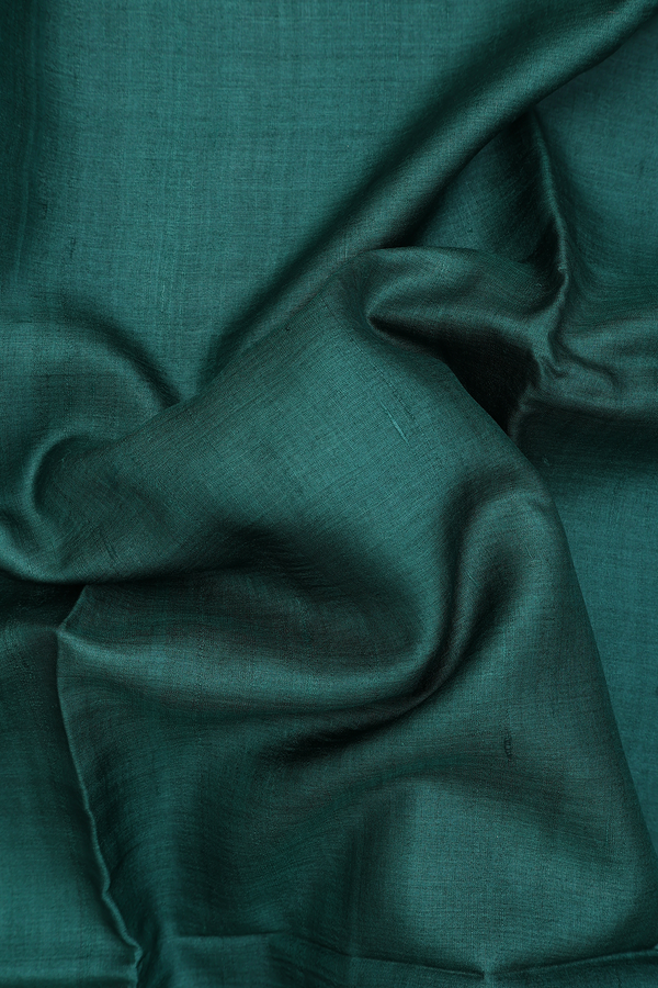 Tussar Silk Saree In Plain Pine Green With Shibori Border
