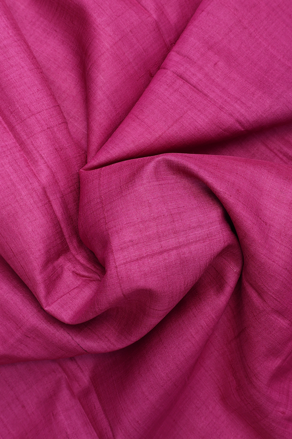 Tussar Silk Saree In Plain Rose Pink With Contrast Border