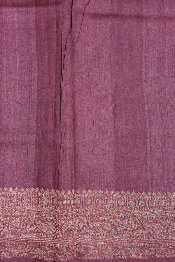 Tussar Silk Saree In Plum Brown With Floral Design