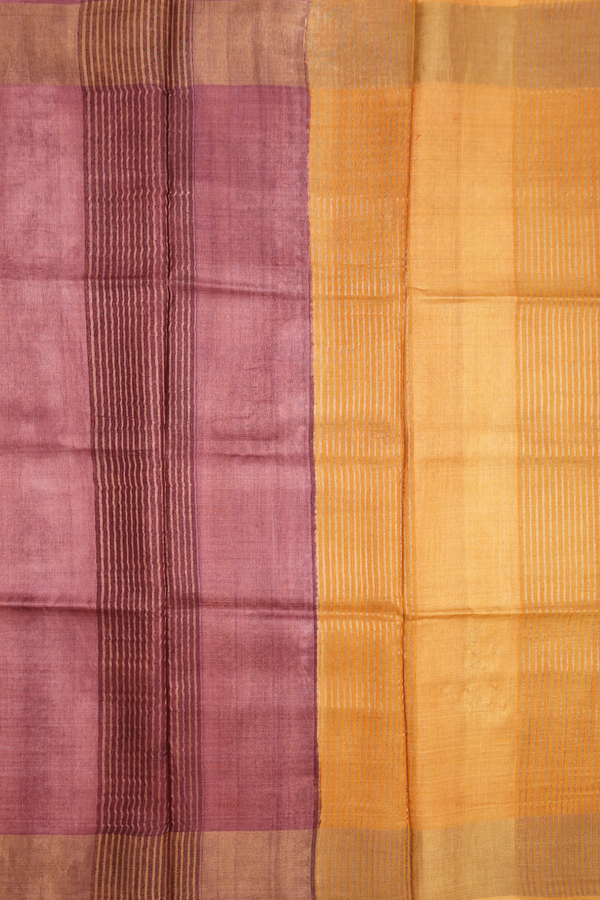 Tussar Silk Saree In Plum Brown With Allover Design