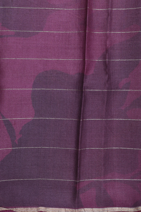 Tussar Silk Saree In Plum Purple With Floral Design