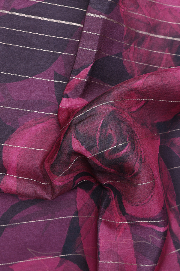 Tussar Silk Saree In Plum Purple With Floral Design