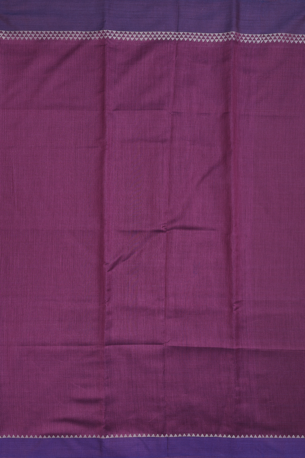 Tussar Silk Saree In Plum Purple With Triangle Border