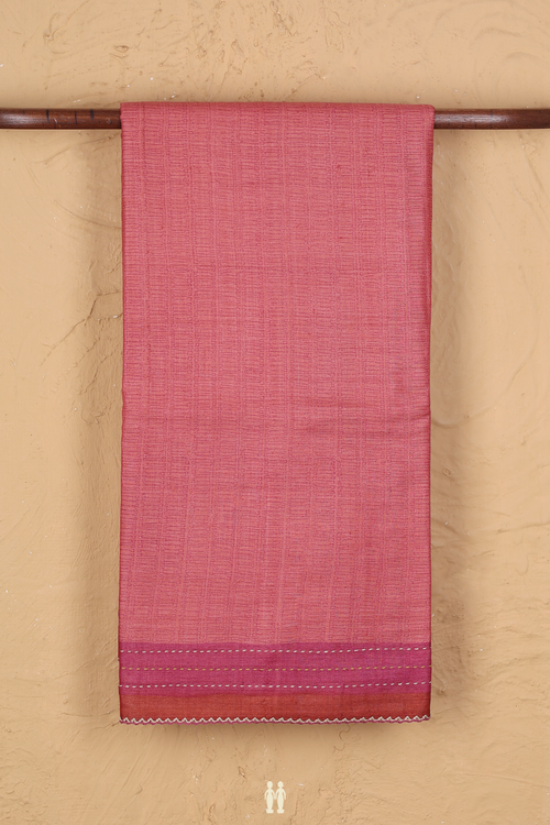 Tussar Silk Saree In Punch Pink With Printed Design
