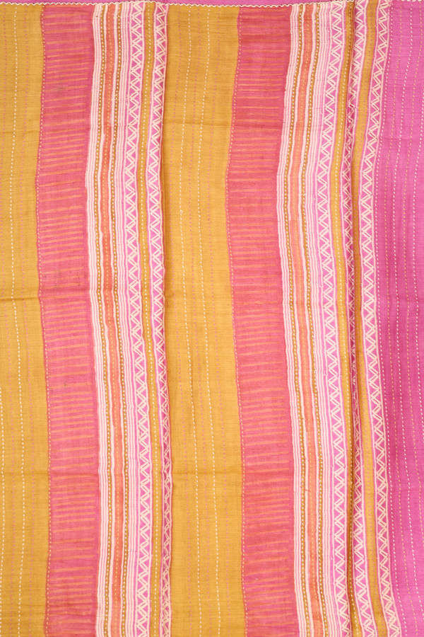 Tussar Silk Saree In Punch Pink With Printed Design