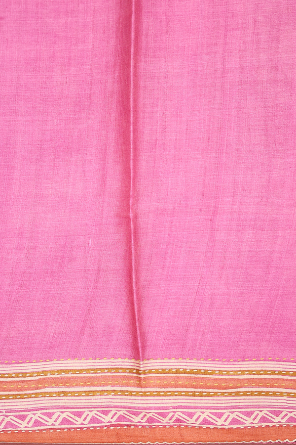 Tussar Silk Saree In Punch Pink With Printed Design
