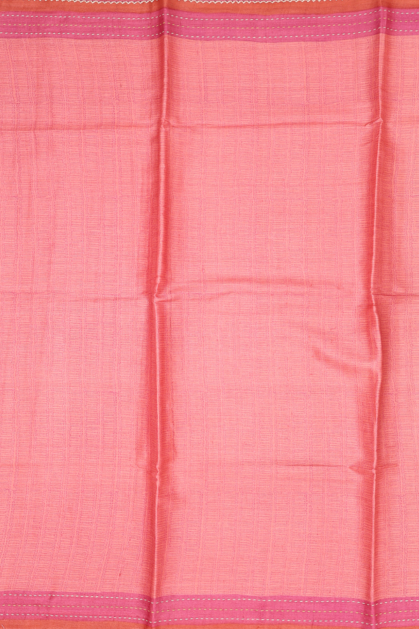 Tussar Silk Saree In Punch Pink With Printed Design