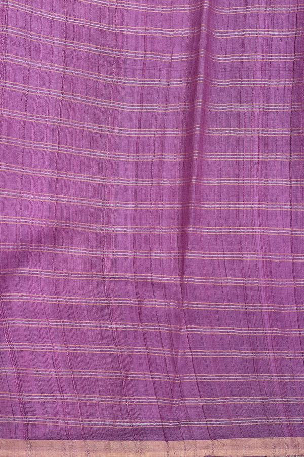 Tussar Silk Saree In Grey And Purple Withv Checks Design