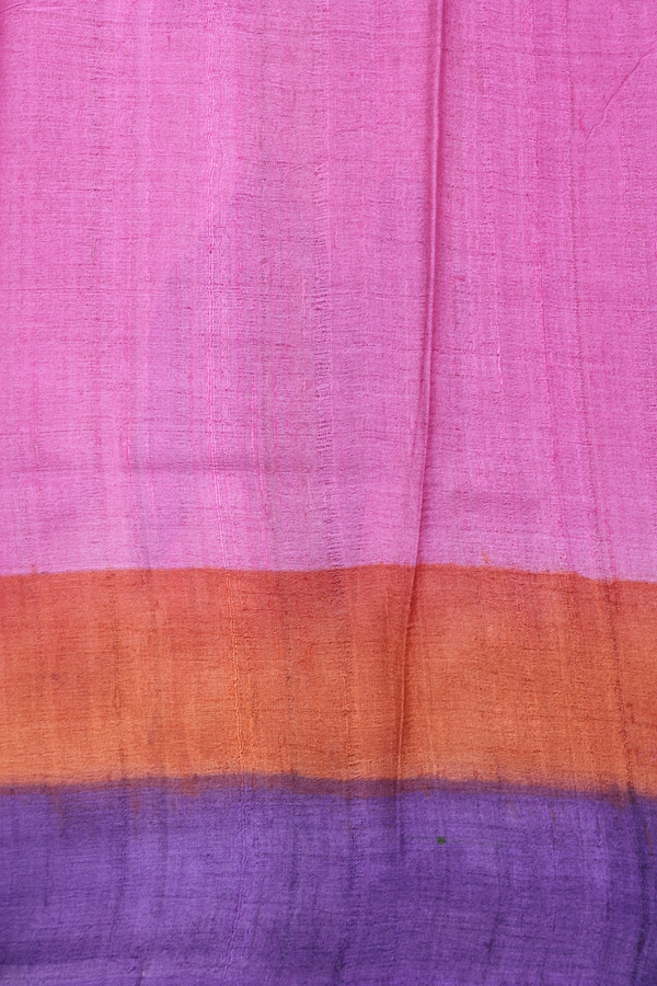 Tussar Silk Saree In Purple Rose With Contrast Border