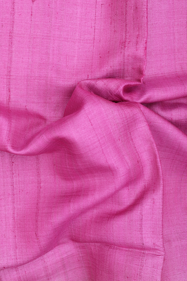 Tussar Silk Saree In Purple Rose With Contrast Border