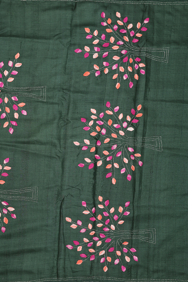 Tussar Silk Saree In Purple Rose With Hand Embroidered Pallu