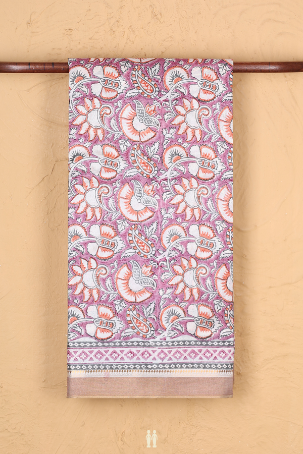 Tussar Silk Saree In Purple With Allover Design