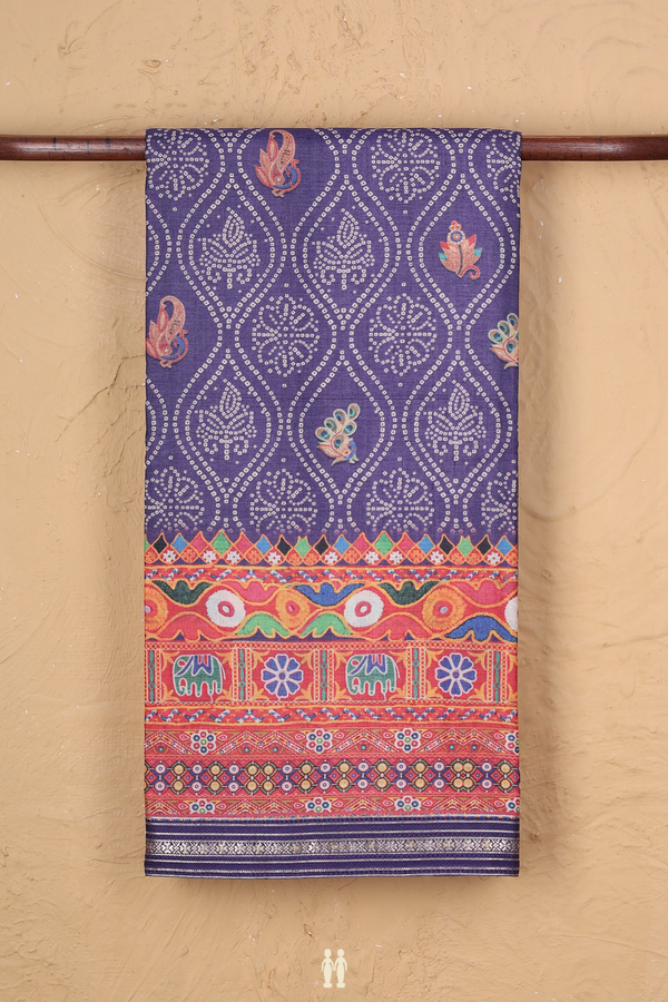 Tussar Silk Saree In Purple With Allover Design