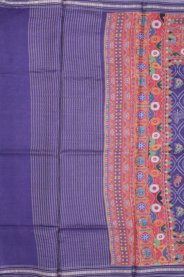 Tussar Silk Saree In Purple With Allover Design