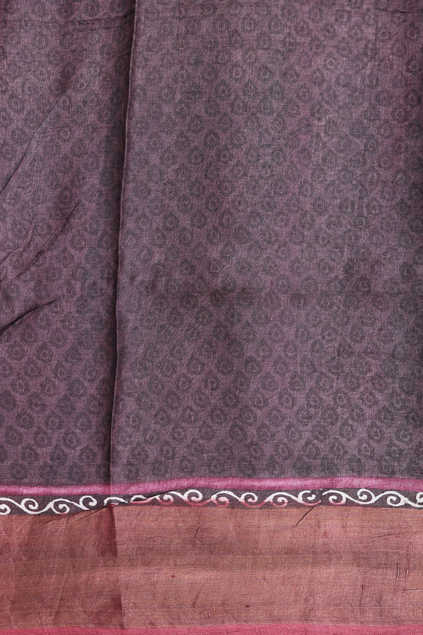 Tussar Silk Saree In Purple With Floral Design