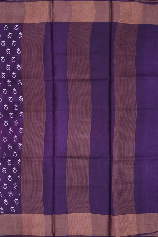 Tussar Silk Saree In Purple With Floral Printed Design