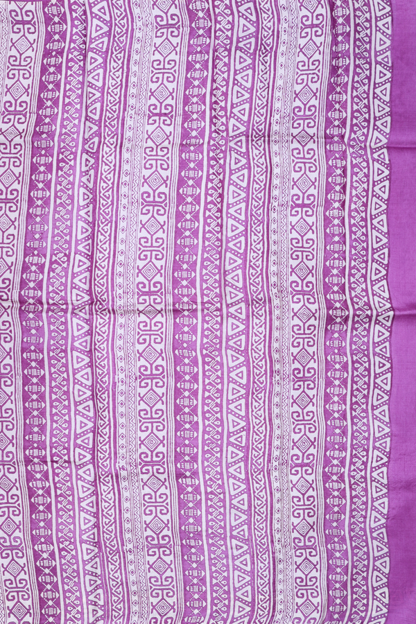 Tussar Silk Saree In Purple With Half And Half Design