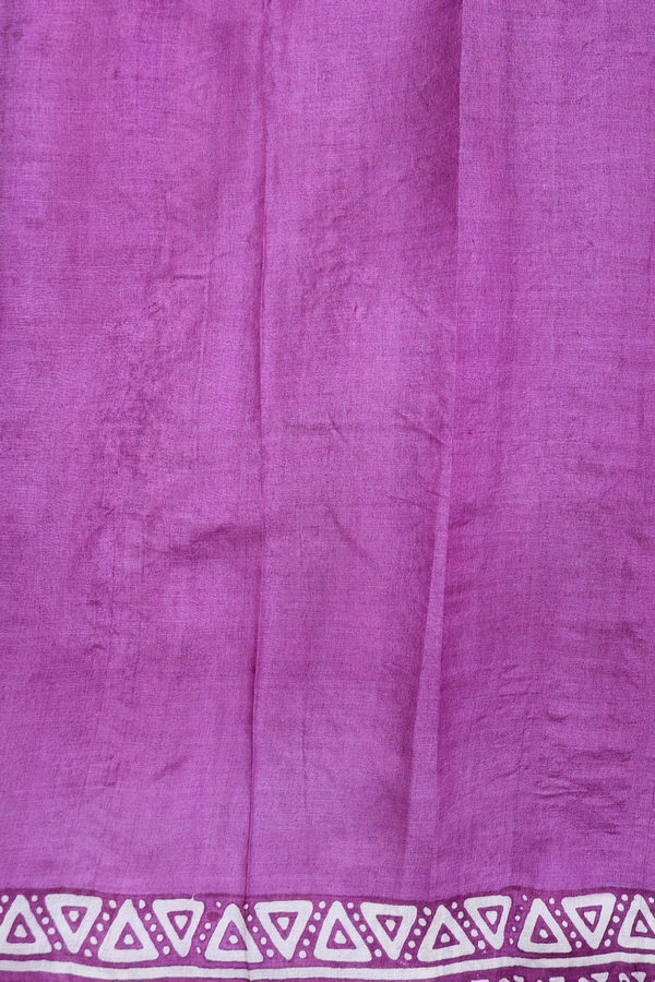 Tussar Silk Saree In Purple With Half And Half Design