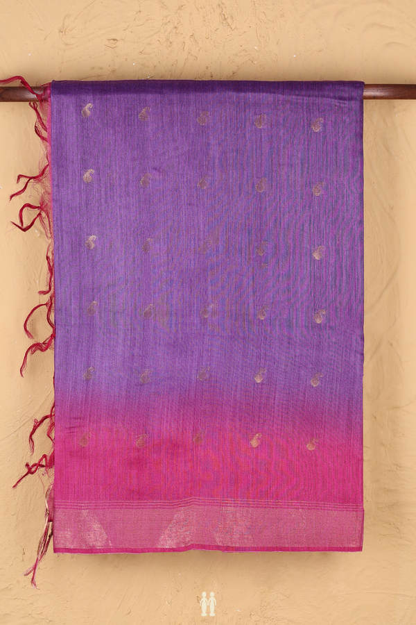 Tussar Silk Saree In Purple With Paisley Buttas