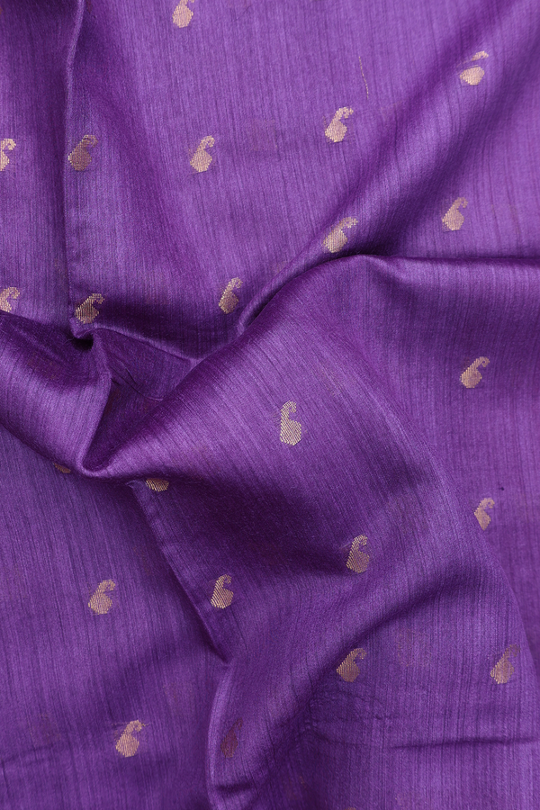 Tussar Silk Saree In Purple With Paisley Buttas