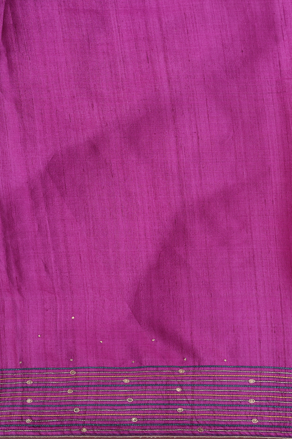 Tussar Silk Saree In Purple With Paisley Design