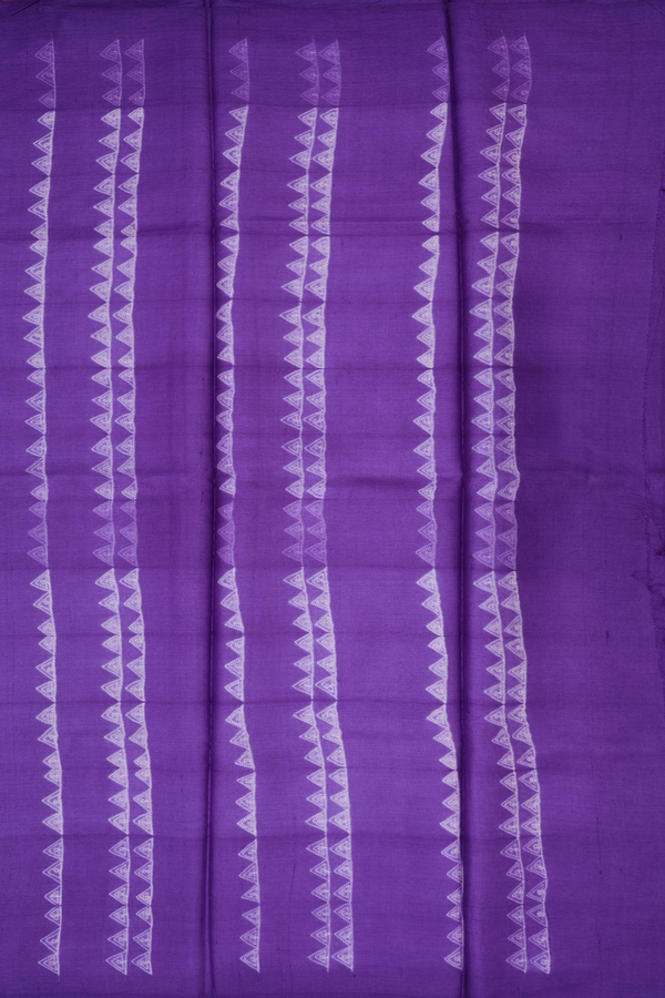 Tussar Silk Saree In Purple With Shibori Design