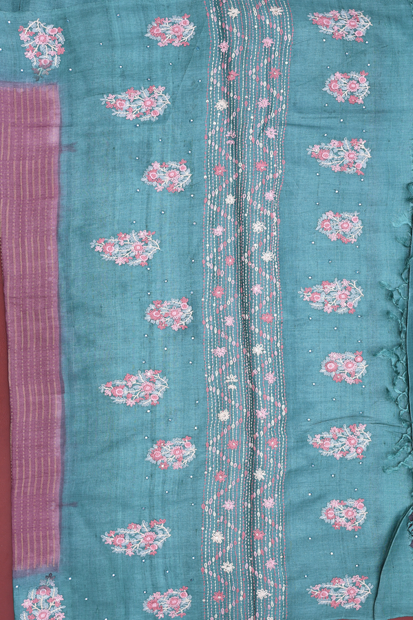 Tussar Silk Saree In Purple With Stripes Design