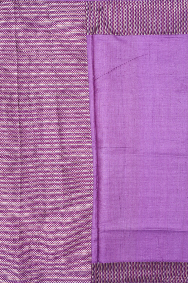 Tussar Silk Saree In Purple With Zari Border