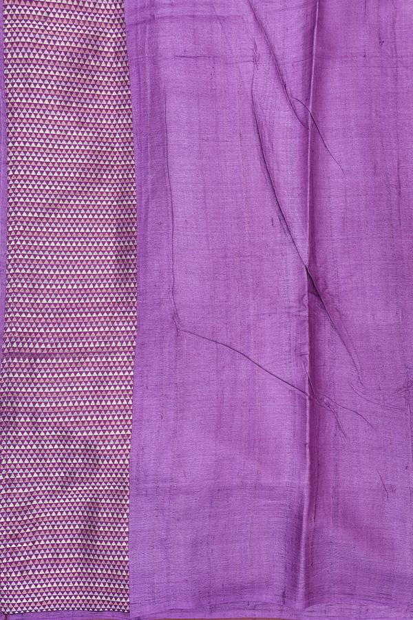 Tussar Silk Saree In Purple With Zari Border